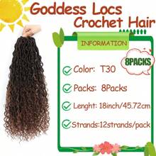 Goddess Faux Locs Crochet Hair 18Inch For Women, Long Goddess Locs Crochet Hair, Boho Style Locs, River Locs Crochet Hair With Curly Ends