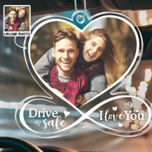 7 Style - Custom Photo Acrylic Car Ornament - Drive Safe, I Love You - Personalized Couple Photo Accessory - Gifts For Husband - Valentine's Day Decor, Artwork Wall Painting For Gift, Bathroom