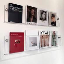 1 件透明亚克力浮动壁架，悬挂书架杂志架，适用于家庭图书馆、学校展示和杂志架装饰