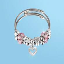 1pc Gift Box Heart Charm Bracelet - Elegant Style - Stainless Steel Won't Fade - Adjustable Size - Suitable For Daily Wear And Gift Giving - Ideal Gift For Special Someone - Fashion Women Bracelet