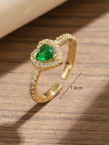 1 件女士镂空心形镂空复古简约优雅珠宝戒指