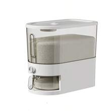 Transparent Rice Dispenser, 22lbs(10L) Large Capacity Rice Storage Container, One-Button Dispensing With Measuring Cup, Suitable For Kitchen Pantry,