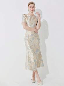 Elegant Women's Jacquard Mermaid Evening Gown For Party, For Cocktail