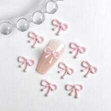 50 piezas Charms de lazos al azar de color negro, blanco y rosa - Cuentas de resina brillante para hacer joyas, manualidades DIY y decoración de uñas