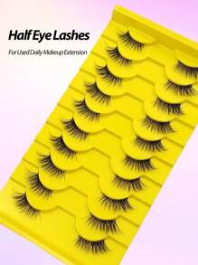 Asiteo 10 Pairs Lightweight & Fluffy Criss-Cross Natural Look 3D Faux Mink False Eyelashes, Reusable, Suitable For Beginners Daily Makeup - Cat Eye Lashes - View 3