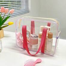 1 peça/2 peças exclusivas de bolsa de maquiagem em PVC transparente, bolsa de gelatina transparente de grande capacidade, bolsa de praia em PVC à prova d'água popular, bolsa de armazenamento transparente para natação, bolsa organizadora para áreas externas