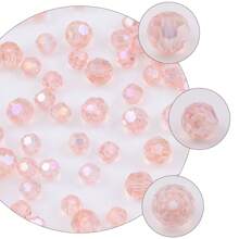 90/150/300/600 piezas Perlas redondas de vidrio con revestimiento AB color rosa brillante para hacer joyas, manualidades DIY, accesorios