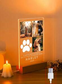定制夜灯双面亚克力，送给家人/朋友/女朋友/男朋友/妈妈/爸爸的个性化礼物，宠物纪念夜灯，定制宠物纪念相框礼物，家居装饰，周年纪念 1 件多功能、装饰性、可重复使用精致、时尚、可爱、高品质、现代定制、个性化、独特的理想礼物、情人节、情人节装饰 - 款式1 - 查看 5