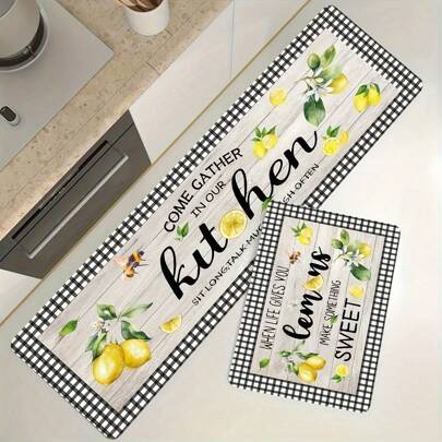 1 st. Lemon Letter Keukenkleed, Decoratief kleed, Ins Stijl kleed, Sofa Zitvlak kleed, Woonaccessoires Kamerbenodigdheden, Woonkamer kleed, Slaapkamer kleed, Hal kleed, Keuken kleed, Badkamer kleed, Studeerkamer kleed, Zacht & Comfortabel kleed