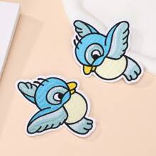 1 Paar blaue süße Vogel Stickerei Stoffflicken, DIY Kleidung & Taschen Dekor Applikation