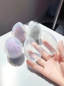 1/3 pièces Boîte de rangement poreux résistante à l'humidité et transparente pour coussin de maquillage, œuf de beauté. Boîte de rangement portable et respirante pour voyage. Organisateur de maquillage d'été pour la maison et la salle de bain. Retour à l'école