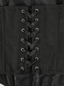 1pc Vintage Palace Style Corset Wrap Chest Bra Top, Fashionable Bustier Tight Waist Slimming Tank Top - Black - View 6