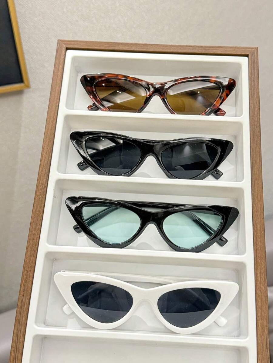 4pcs/Set Women's Classic Fashion Casual Eyeglasses, Flattering Face Shape, Stylish Design With Popular Colors, Made Of Quality Materials For Comfortable Everyday, Beach, Driving And Outdoor Use