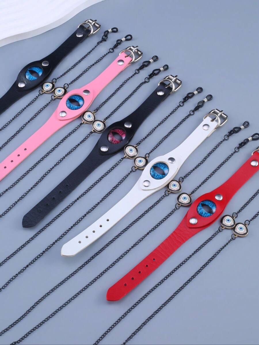 2pcs Adjustable PU Leather Eyeglasses Cords, Fashion & Unique - Multicolor - View 1