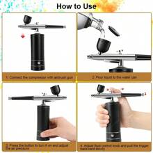 Aerógrafo portátil con compresor, pistola de pulverización de acción simple para belleza facial, arte de uñas, tatuaje, artesanía, pintura de pasteles