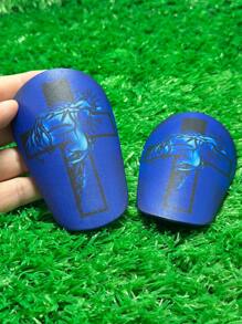 1 Pair 10 X 6 Cm Mini Football/Soccer Shin Guards With Cross Design, Provides Strong Protection