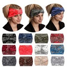 1 pièce/4 pièces Set Bandeau de yoga antidérapant pour femmes avec motif fleur de noix de cajou dans un style bohème, design croisé respirant, essentiel pour le fitness et les sports de vacances