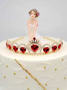 1 pieza Diadema con cristal de corazón de aleación para niñas