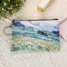 1pc Vintage Van Gogh Schilderij Stijl Muntenbeurs, Creatieve Opslag Voor Kleine Artikelen, Oogstmunten En Biljetten