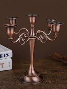 1 Set European Style Metallic Die-Cast Zinc Alloy 5-Head Candle Holder Decor, Luxury Gold Color, Suitable For Restaurants, Hotels, Bars, Living Rooms, Dining Tables, Romantic Atmosphere, Holidays, Weddings, Anniversaries, Corporate Events, Churches