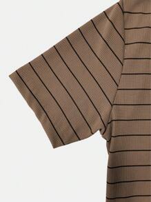 K&K FASHION Ribbed Striped T-Shirt - Óxido marrón - Ver 5