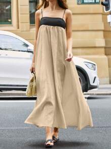 Vestido casual de mujer con bloques de color, elegante y apropiado para el verano