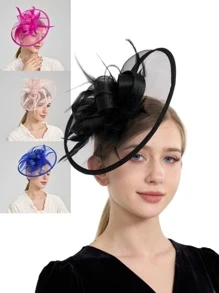 1 bucă pălărie fascinatoare pălărie cu pene, ceai, petrecere, curse de cai pentru femei, pălărie Kentucky Derby pentru femei și fete