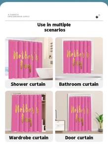 1pc Flower & Letter Print, Mother's Day Element Waterproof Shower Curtain Tapestry, With 12 Hooks Polyester Fabric Bathroom Decor, Waterproof Bathtub Divider, Modern Home Bathroom Decor, Washable, Grommet Top 35inX70in, 47inX70in, 59inX70in, 70inX70in Mother's Day Flowers, Personalized Gifts For Mom, Last Minute Gifts, Mother's Day Ideas, Mothering Sunday Gifts, Handmade Cards For Mum, Best Mother's Day Gifts Under $50