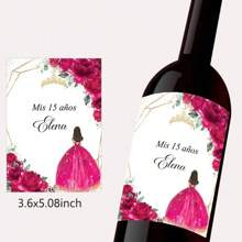 20 unidades Etiquetas adhesivas personalizadas para botellas de vino, etiquetas decorativas con corona de 15 cumpleaños, crea tus propias pegatinas personalizadas | Pegatina con cita favorita | Pegatina personalizada | Troquelado, regalos únicos e ideales para ella, novio, novia, papá, mamá, familia, amigos, mascotas, hija, estudiantes, hijo para aniversarios, cumpleaños, graduación escolar, hogar, oficina