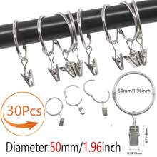10pcs/30pcs/50pcs Curtain Rings With Clips (32mm/1.25inch, 50mm/1.96inch) Openable Rust-Resistant Metal Rings, Decorative Curtain Hangers, Gold/Black/Nickel Color