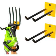 Storeyourboard Tool Organizer Hook, 2 Pack Wall Mount Garage Storage, Tool Storage For Shovels Rakes Brooms Hoses And More, Rubber-Coated Steel Holds 50 Lbs Each, 12 "X 4" X 4.5 "No Need To Be Connected To Electricity