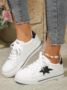 New Casual Versatile Girl's White Sneakers, Lightweight Non-Slip Student Running Sports Shoes, Soft Sole Comfortable Walking Outdoor Casual Shoes