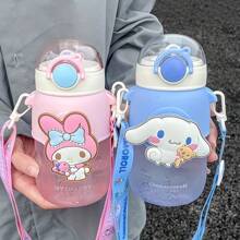 Sanrio Kuromi Water Cup 690ml Cute Plastic Cup With Straw Water Bottle Portable