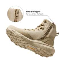 Men's Military Tactical Boot Lightweight Comfortable Boots For Work All Day Side Zipper Motorcycle Combat Hiking Boots 8 Inches Metrostrike - Màu Khaki - Xem 3