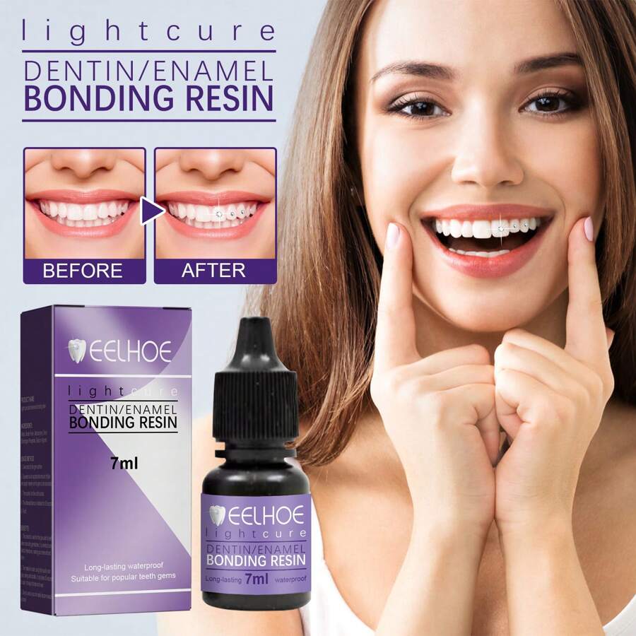 Teeth Gem Decorative Glue DIY Decorative Bonding Teeth Gem Light Curing Glue, 7ml*3pcs - Transparent - View 1