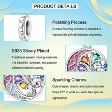 1pc Silver-Plated Moon & Tree Of Life Pendant, Suitable For Women Bracelet/Necklace DIY Jewelry Making And Daily Outfit Accessorizing - Silver - View 7