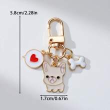 1 件心形、骨头和小狗装饰锌合金油滴“爱你狗”宠物钥匙扣，卡通可爱品种，如柯基犬、萨摩耶犬、法国斗牛犬、达尔马提亚犬、柴犬、比熊犬，是送给宠物爱好者的完美礼物，狗爸爸和妈妈配件汽车配件包饰