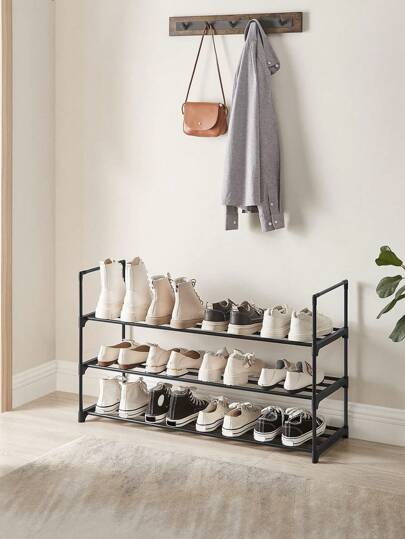 Shoe Rack Shoe Organizer, Shoe Storage Rack, Sturdy Shoe Rack For Closet, Garage & Corridor, Stackable Shoe Rack For Entryway,Black,Garage & Corridor, Sturdy & Durable Long Stackable Shoe ShelvesShoe Rack, Multi Layer Shoe Rack, Metal Shoe Storage Shelf For Shoes, Easy To Assemble, Entryway,NO Foldable,Shoes,Sneakers ﻿