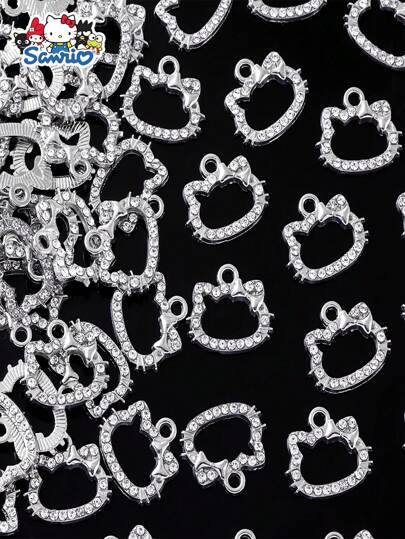 Sanrio Sanrio Hello Kitty Cat Alloy Pendant DIY Sparkling Metal Cartoon Jewelry Making Hollow Accessories Keychain Earrings Bracelet Necklace
