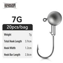 Kingdom Lead Head 20 chiếc Lưỡi câu cá 3,5g 5g 7g 8,5g 10g 14g Lưỡi câu đầu đạn Jig Lưỡi câu giun Phụ kiện mồi mềm - Bạc - Xem 13