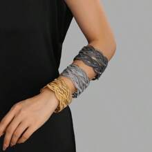 1pc Women's Fashionable High-End Woven Hollow Bracelet, Spring Adjustable Wrap Wrist Accessory