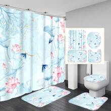 1 szt./4 szt. Kwiatowy wzór roślinny i liściasty wielofunkcyjny zestaw dekoracji łazienkowych, zawiera wodoodporną zasłonę prysznicową z 12 haczykami, matę antypoślizgową, matę podłogową w kształcie litery U, okrągłą pokrywę deski sedesowej, odpowiednią do całej łazienki Kwiaty na Dzień Matki, spersonalizowane prezenty dla mamy, prezenty na ostatnią chwilę, pomysły na Dzień Matki, prezenty na Dzień Matki, ręcznie robione kartki dla mamy, najlepsze prezenty na Dzień Matki poniżej 50 USD