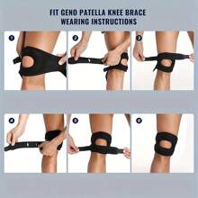 1 Pc-Adjustable Elastic Patella Knee Brace For Knee Discomfort, Knee Compression Sleeve Knee Brace, Workout Knee Pads For Women And Men-Suitable For Basketball, Tennis, Fitness, Running-10cm/4in Above Knee Circumference:30-56cm/12-22in, Black/ Grey Gym Accessories Knee Support