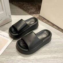 Summer Minimalist Slide Sandals - 1 Pair Of Women's Open Toe Slippers, Thick Sole, Non-Slip EVA, Medium Heel Height