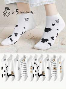 1/3/5/10 Pairs Of Randomly Shipped Women's Socks, Boat Socks, Invisible Socks, Low Cut Socks, White Socks, Women's Socks, Ankle Socks, Crew Socks, Cute Socks, Girls' Socks, Breathable Mesh Sweat Wicking Design, Soft And Comfortable, Suitable For Daily Wear, Sports, Office Wear, University Style Design, Suitable For All Seasons And Various Holidays, Invisible Socks And Socks, Color Random