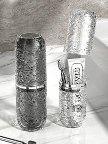 Vaso para enjuague bucal de viaje, caja de almacenamiento de cepillo de dientes y pasta de dientes, vaso portátil para cepillo de dientes, set de limpiador facial de viaje, artículos esenciales de viaje para la playa, decoración de otoño para vacaciones, decoración de baño del hogar para volver a la escuela