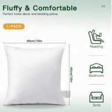 1 Piece White Decorative Pillow With Modern Style, Rectangular High Elasticity Polyester Fiber Pillow Core And Lumbar Cushion. Practical For Home, Office, Camping, Bedding, Pillow Inserts, Pillows For Bed - White - View 7