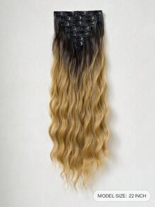 Clip In Hair Extensions Blonde With Brown Color 16 Clips 22 Inch Long Straight Hair Extension For Women Full Head Synthetic Hair Extensions Hairpieces 7 Pcs Set - Multicolor - View 2