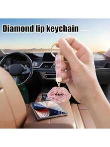 1pc Creative Rhinestone Lip Key Chain, Luxury Niche Design Car Key Decor Pendant, Bag Decoration Keychain