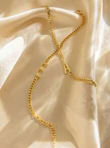 女士个性化首字母手链 - 优雅的 18K 镀金不锈钢精致链条手链，适合日常佩戴，是送给她的完美礼物，珠宝配饰 - 銀色 - 查看 7